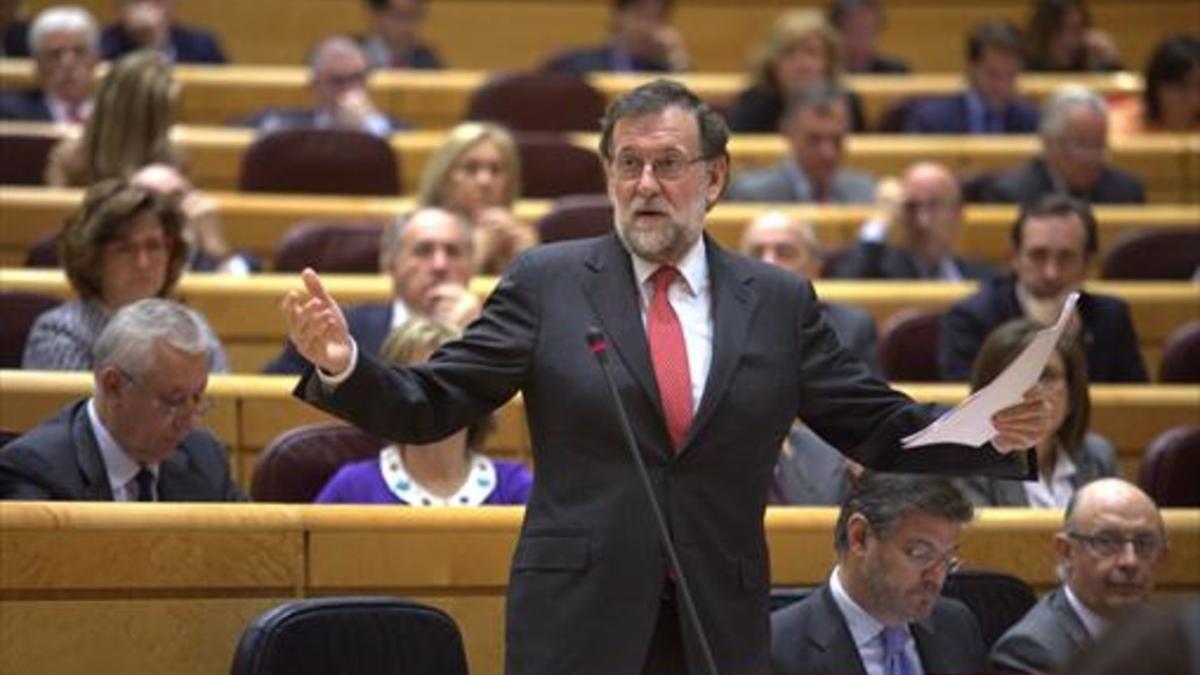 Rajoy, en la sesión de control al Gobierno en el Senado.