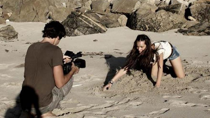 Marta López, durante el rodaje del cortometraje