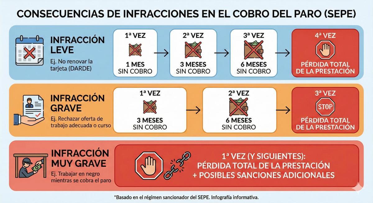 Estos son los casos en los que el SEPE te dejará sin paro