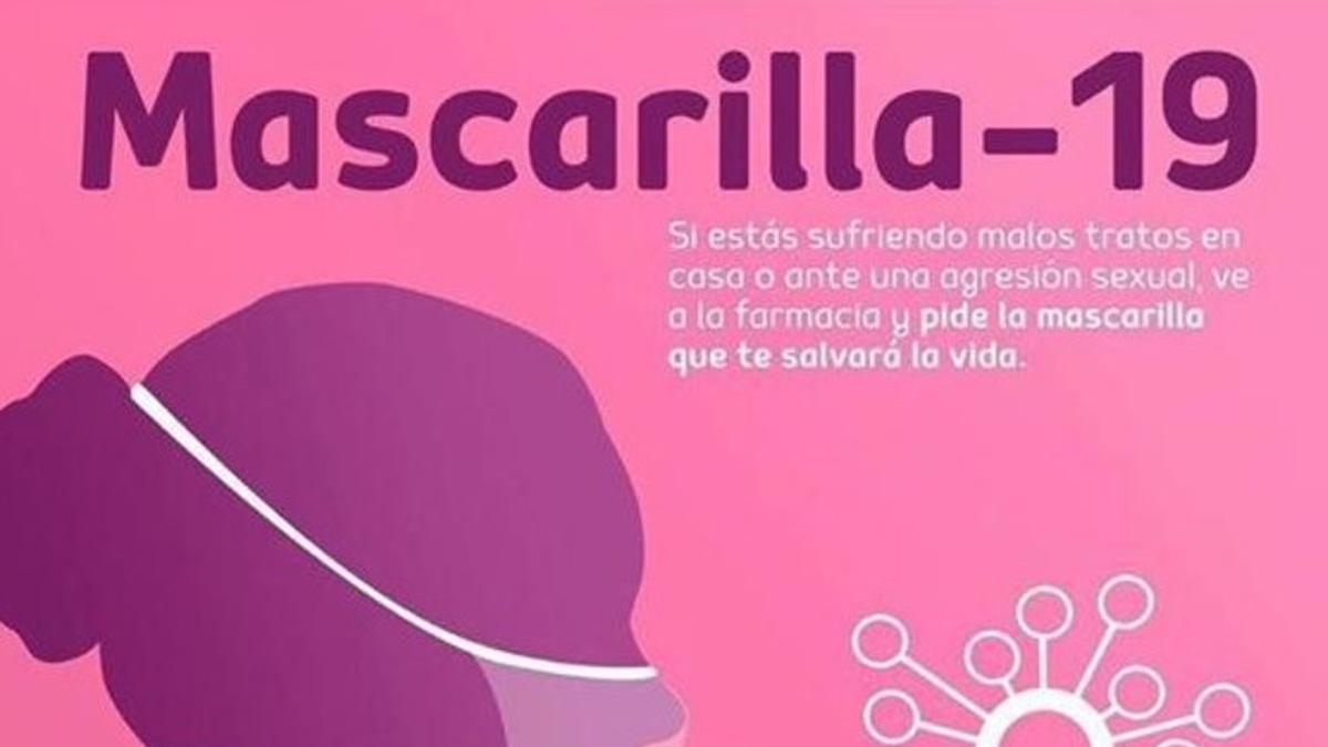 Campaña del Gobierno canario 'Mascarilla 19', para que las víctimas de violencia machista puedan alertar durante el confinamiento por el coronavirus de su situación.