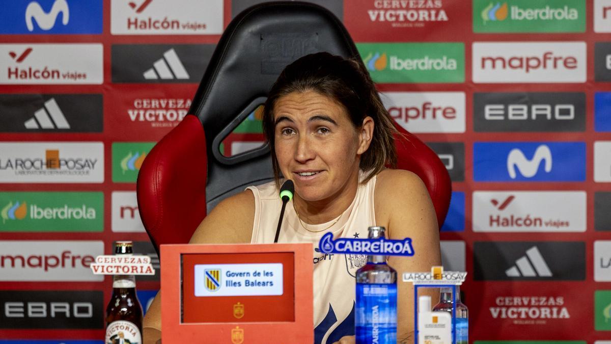 Mariona Caldentey, en la rueda de prensa de este jueves en Son Moix