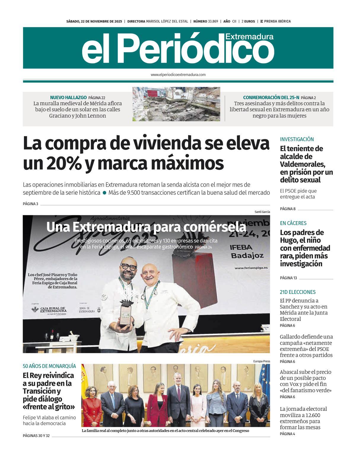 Consulta la portada correspondiente al día 22 de noviembre de 2025