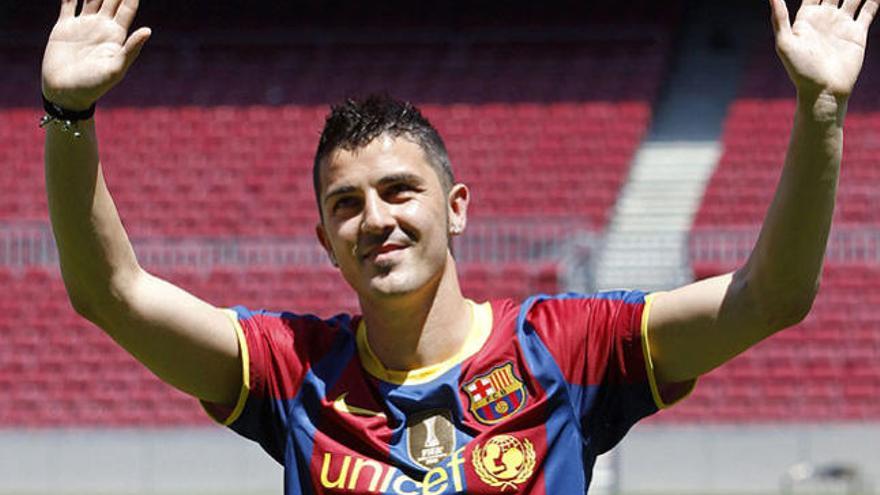 David Villa, en su presentación como nuevo jugador del Barcelona