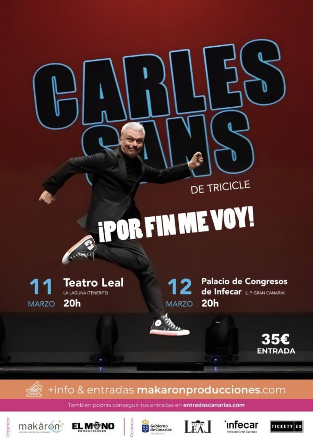 Cartel del monólogo ‘¡Por fin me voy!’, de Carles Sans.