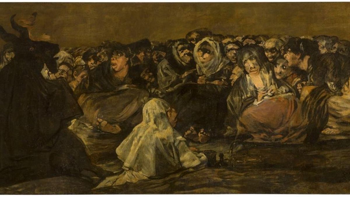 Un fragmento de la Obra 'El aquelarre'. Francisco de Goya. 1820-1823. Museo del Prado.