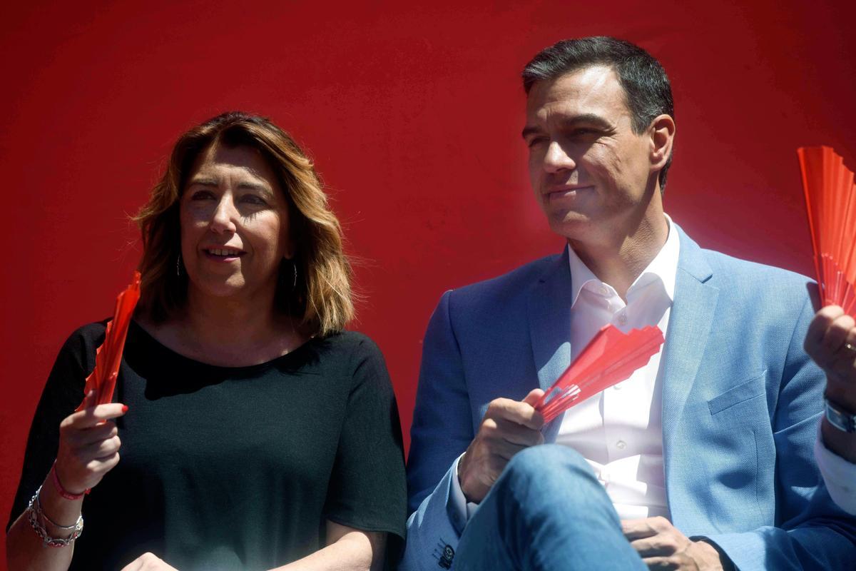 La líder del PSOE-A, Susana Díaz y el presidente del Gobierno, Pedro Sánchez, en la campaña de las últimas elecciones municipales, el 22 de mayo de 2019 en Córdoba.