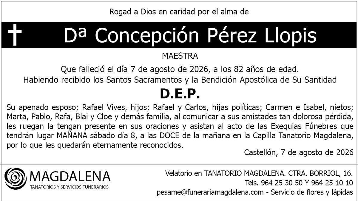 Dª Concepción Pérez Llopis