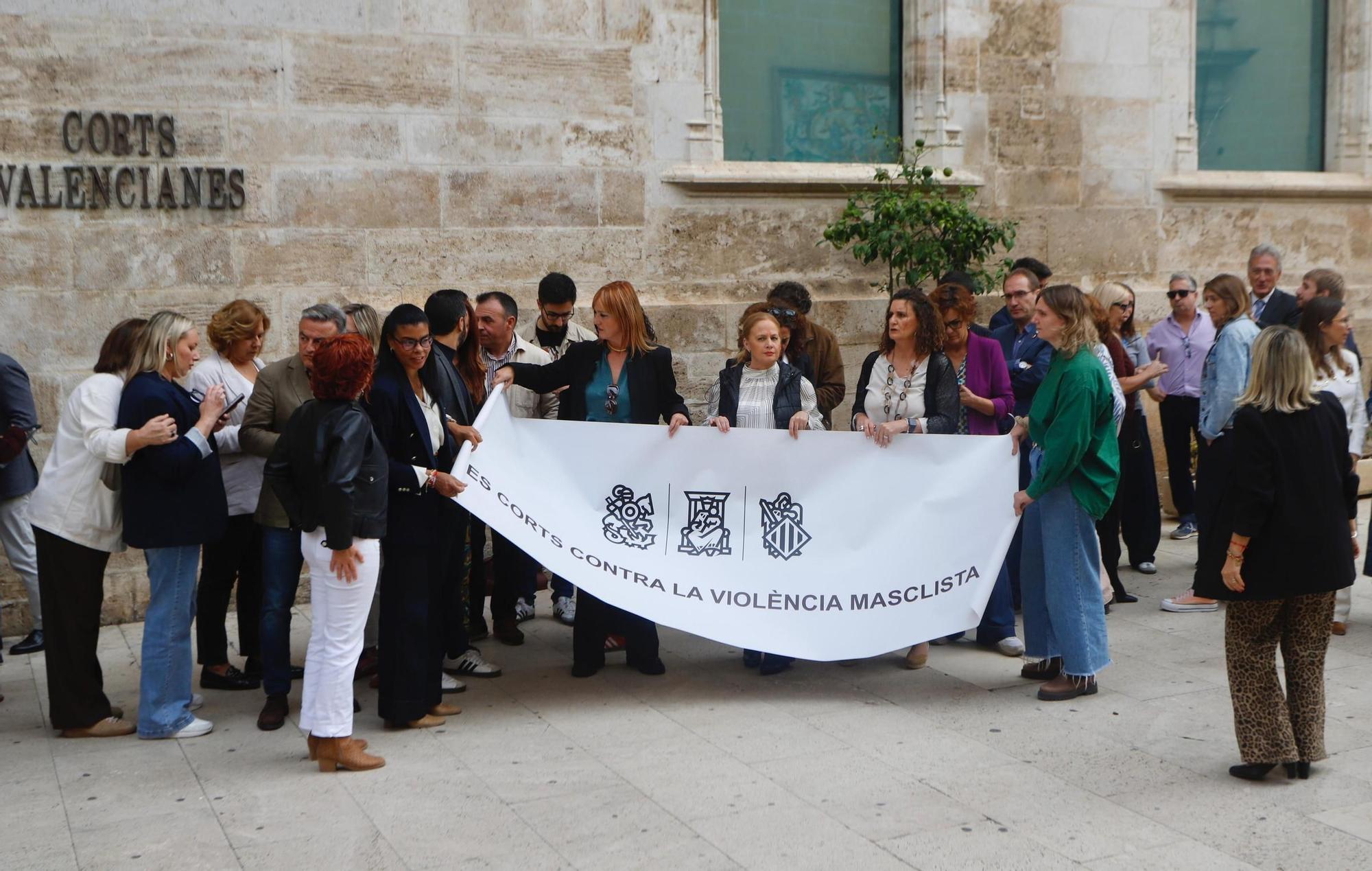 Minuto de silencio en les Corts Valencianes por la última mujer asesinada por violencia machista en Alicante