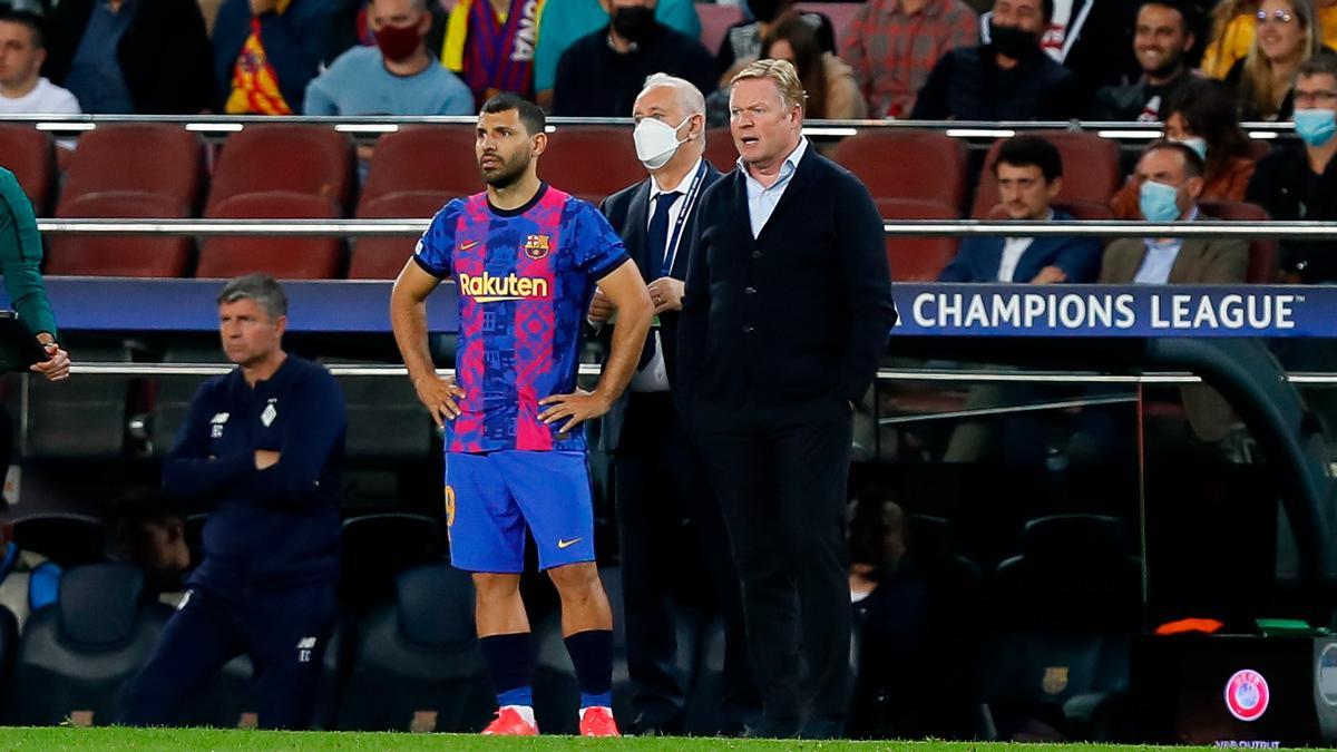 El Kun Agüero jugó sus primeros minutos en la Champions con la camiseta del Barça