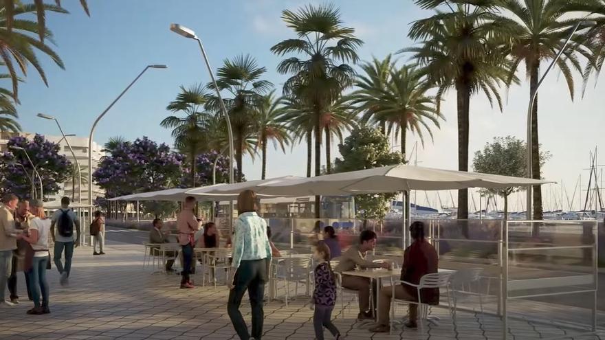 So sollen die Lokal-Terrassen am neuen Paseo Marítimo in Palma de Mallorca aussehen