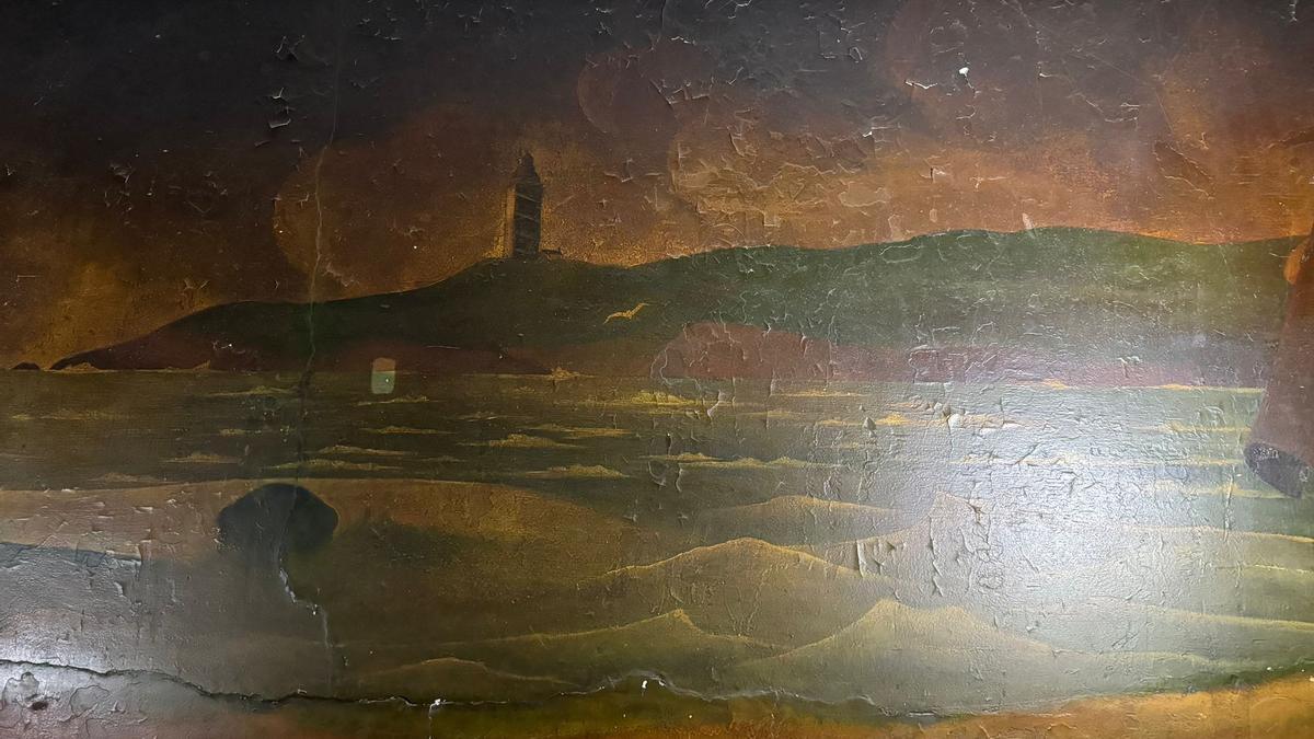 Mural de Lugrís en el antiguo restaurante Fornos.