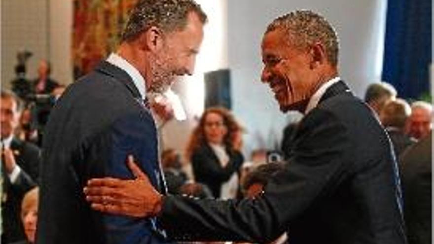 Barack Obama saluda el rei?Felip VI a Nova York.