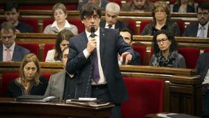Carles Puigdemont, en la sesión de control al Govern, el pasado 3 de febrero.