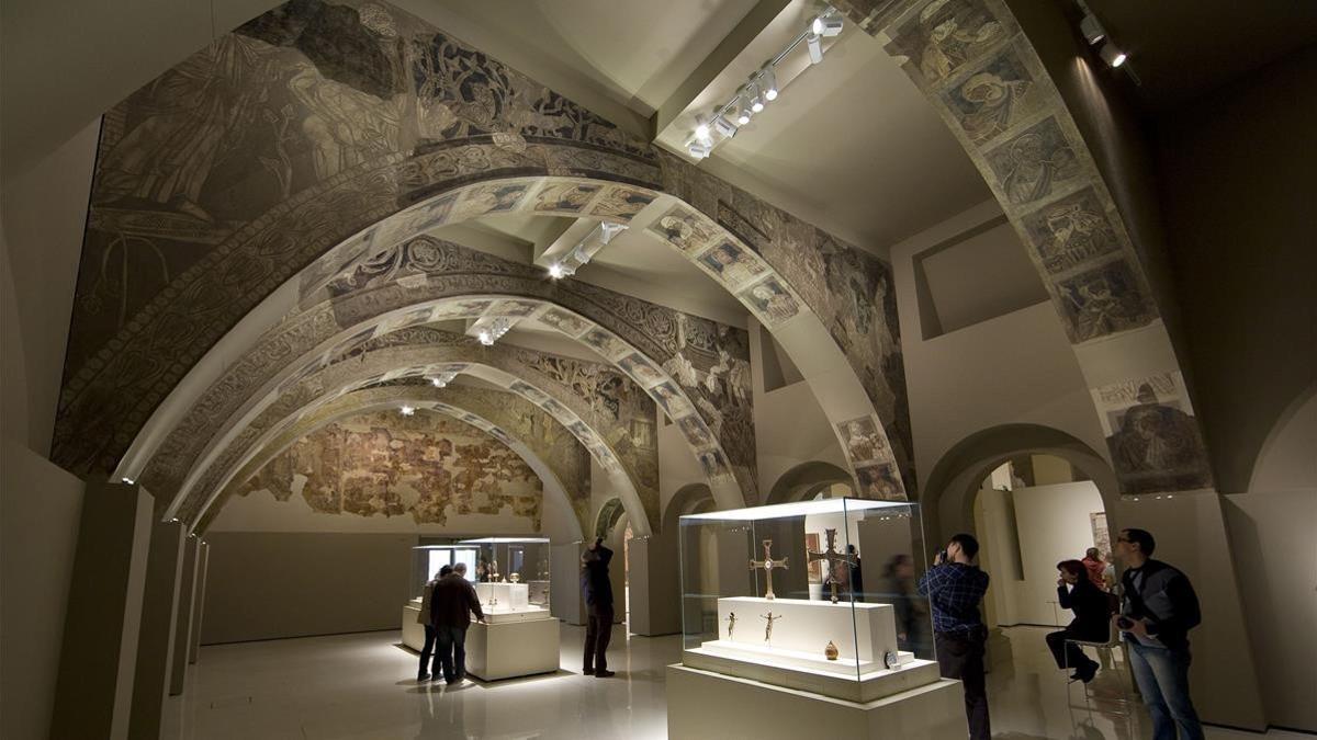 Pinturas murales de la sala capitular del monasterio de Sijena conservadas en el MNAC.