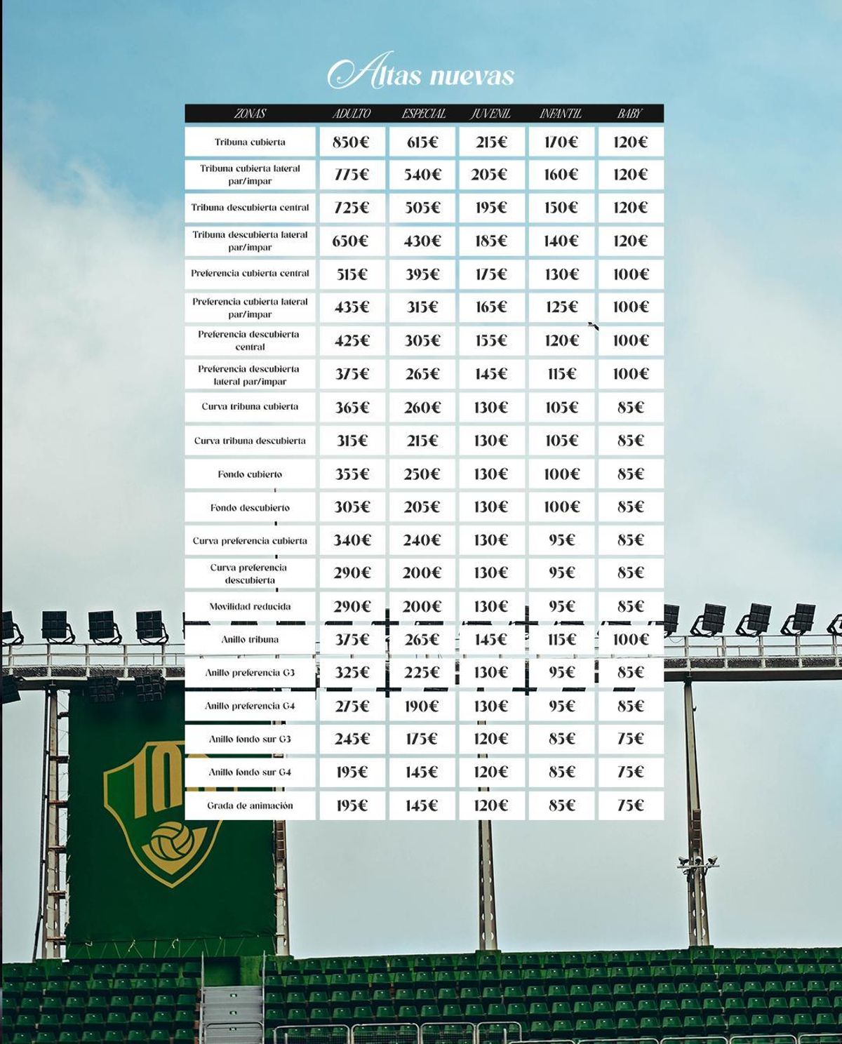 Precios de las nuevas altas de los abonos del Elche.