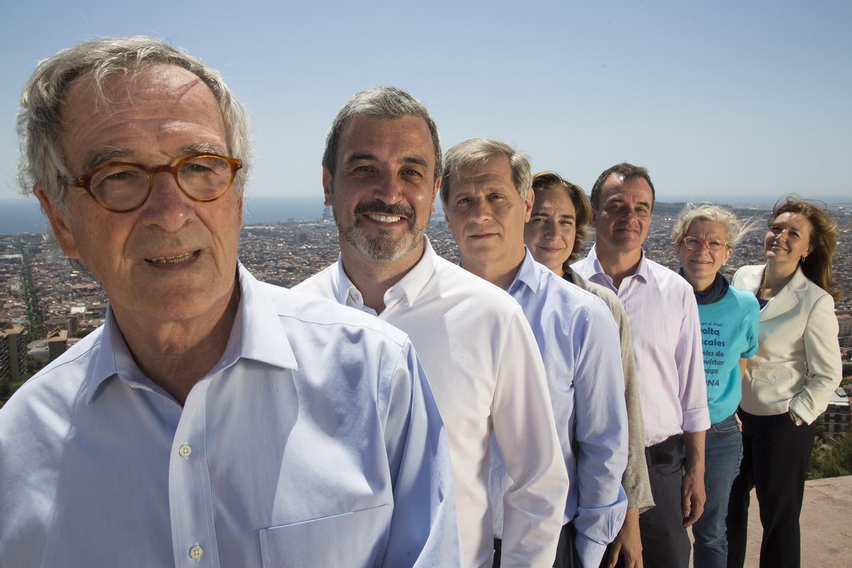 La foto electoral de las elecciones de 2015, en el mirado del Turó de la Rovira. Era el 23 de mayo. Repiten Trias, Collboni y Colau. El resto ya se apearon (o los apearon) tiempo atrás de la política municipal