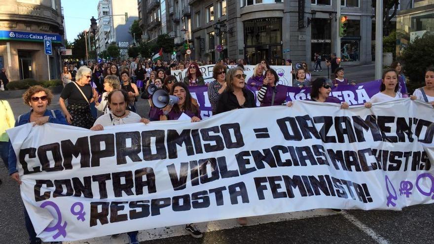 La cabeza de la manifestación feminista, en Vigo // R. Grobas