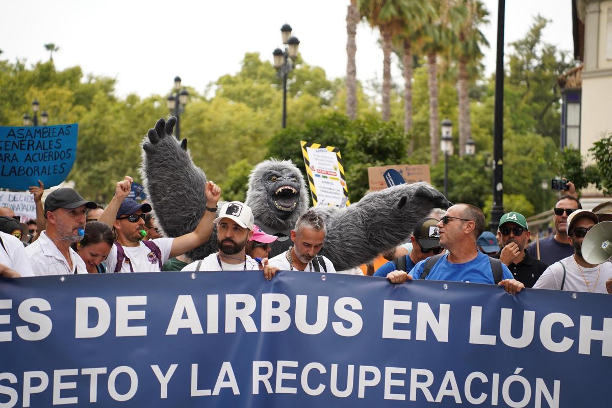 Las imágenes de la manifestación de Airbus en Sevilla
