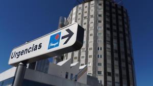 Señalización de Urgencias en el Hospital La Paz.