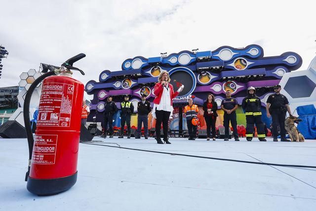 Simulacro de seguridad en el escenario del Carnaval en Santa Catalina