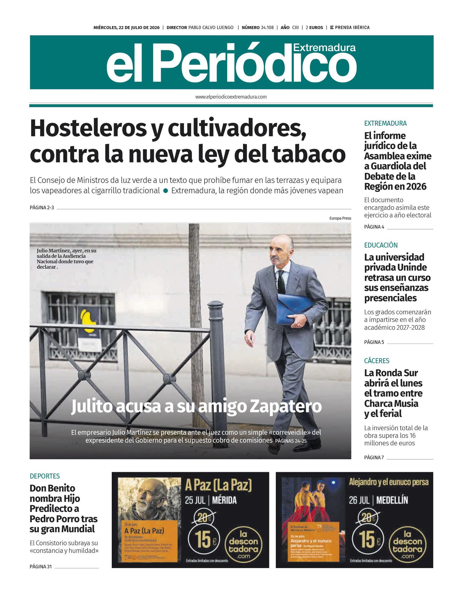 Consulta la portada correspondiente al día 22 de julio de 2026