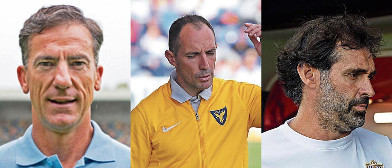 Larrazábal, con el Barakaldo el último año; Munitis, como entrenador del UCAM y Jesús Muñoz, el pasado curso en el Almería.