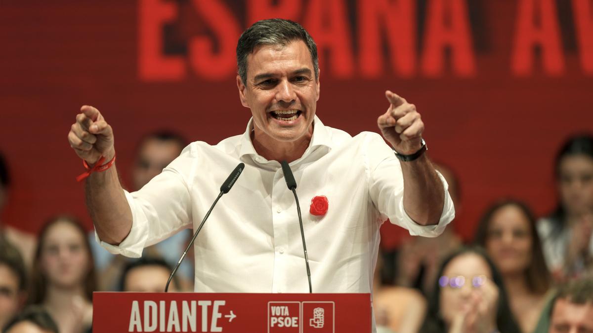 Pedro Sánchez, durante un mitin electoral.