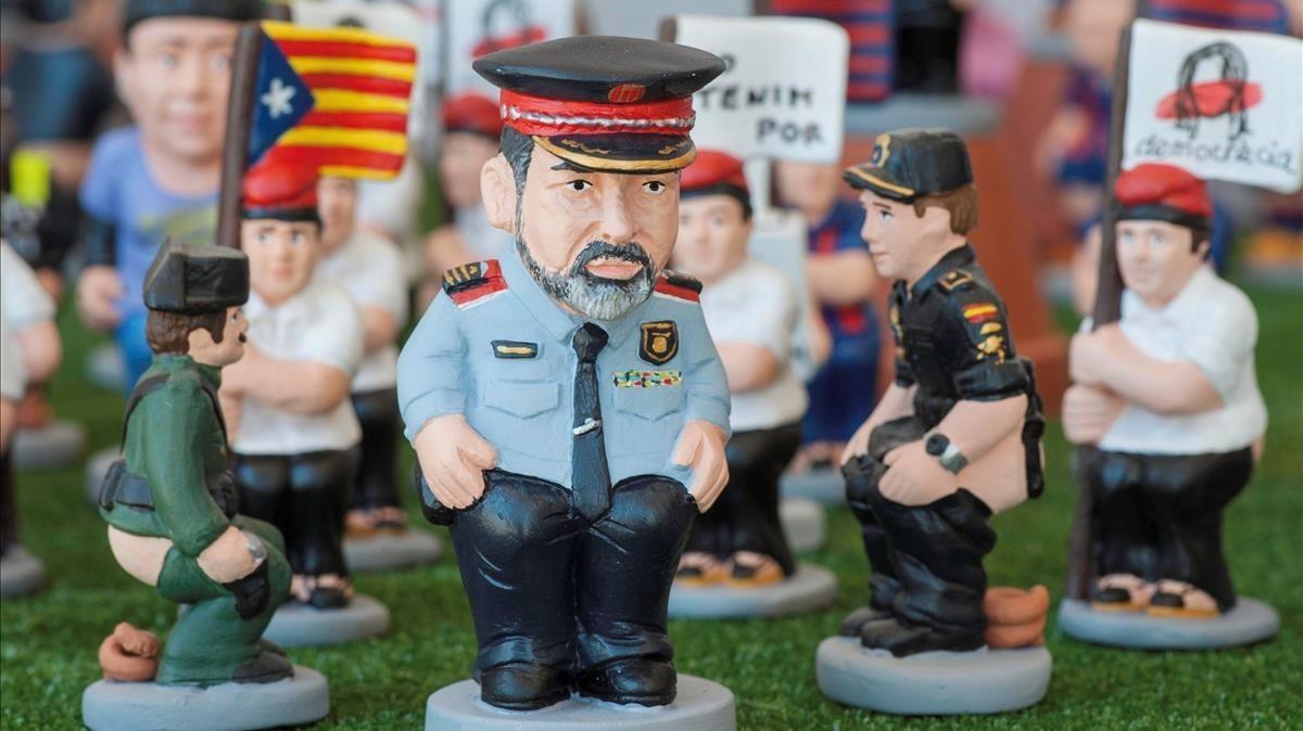 Detalle de la figura que representa al exmajor de los Mossos d’Esquadra Josep Lluis Trapero. 