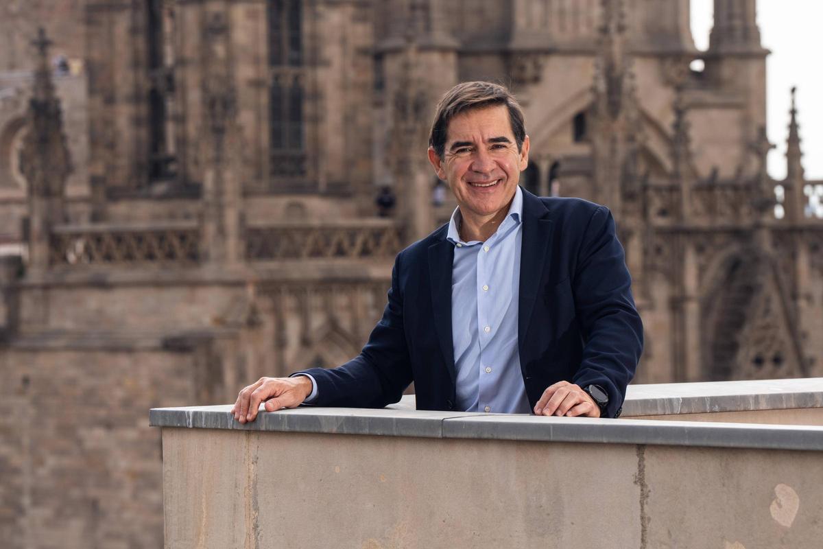 El presidente del BBVA, Carlos Torres, en la sede central del banco en Cataluña.