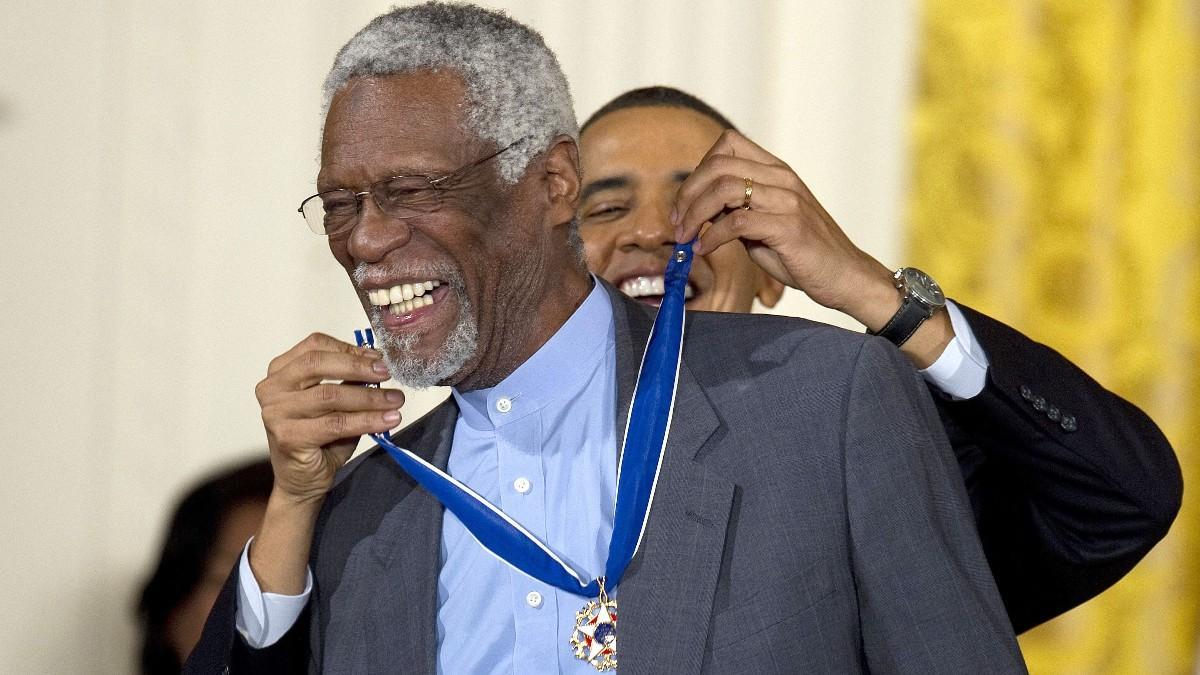 Bill Russell, en una recepción en la Casa Blanca con Barack Obama