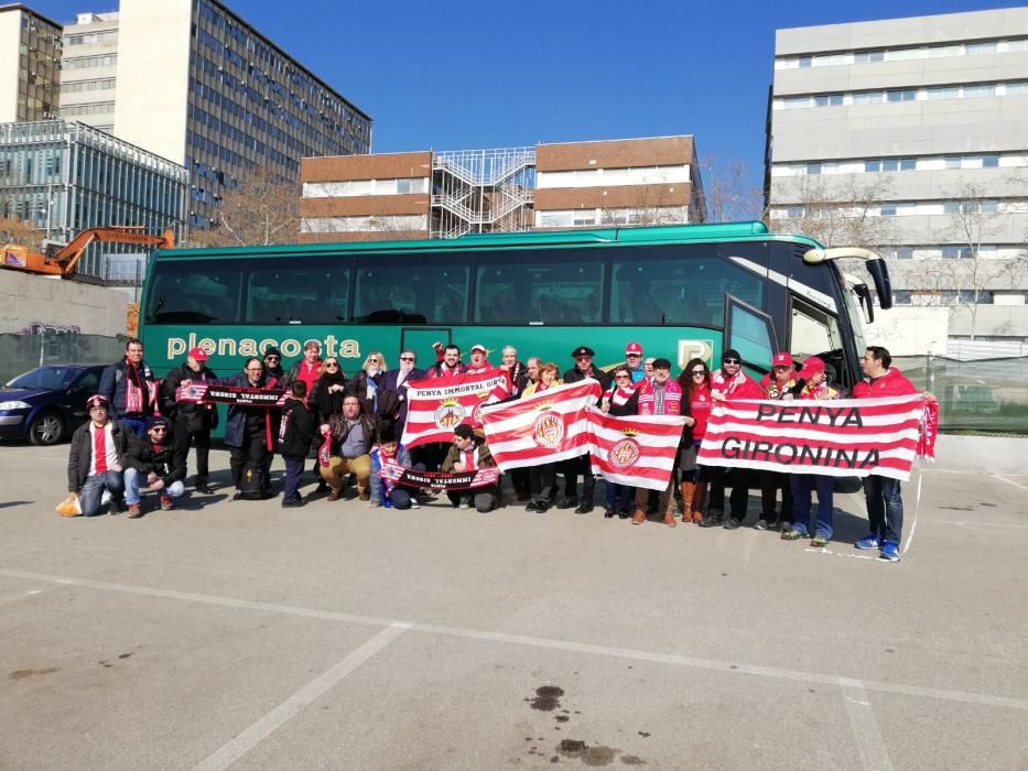 Els aficionants del Girona es desplacen al Camp Nou