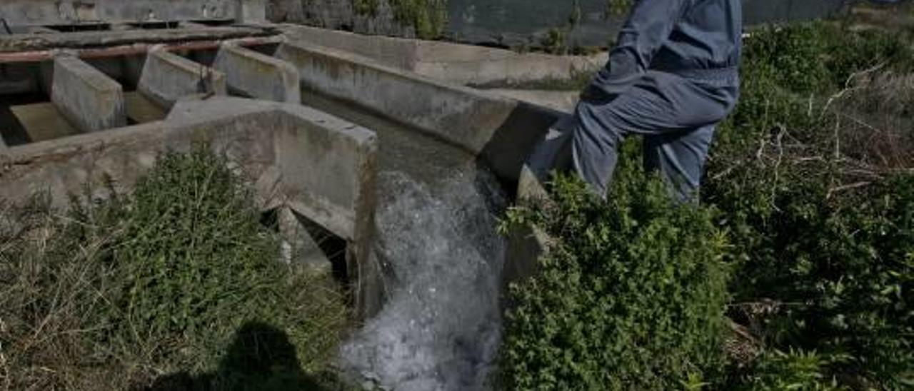 Un agricultor comprueba el paso de agua para regar, en la partida ilicitana de Matola, en una imagen de archivo.