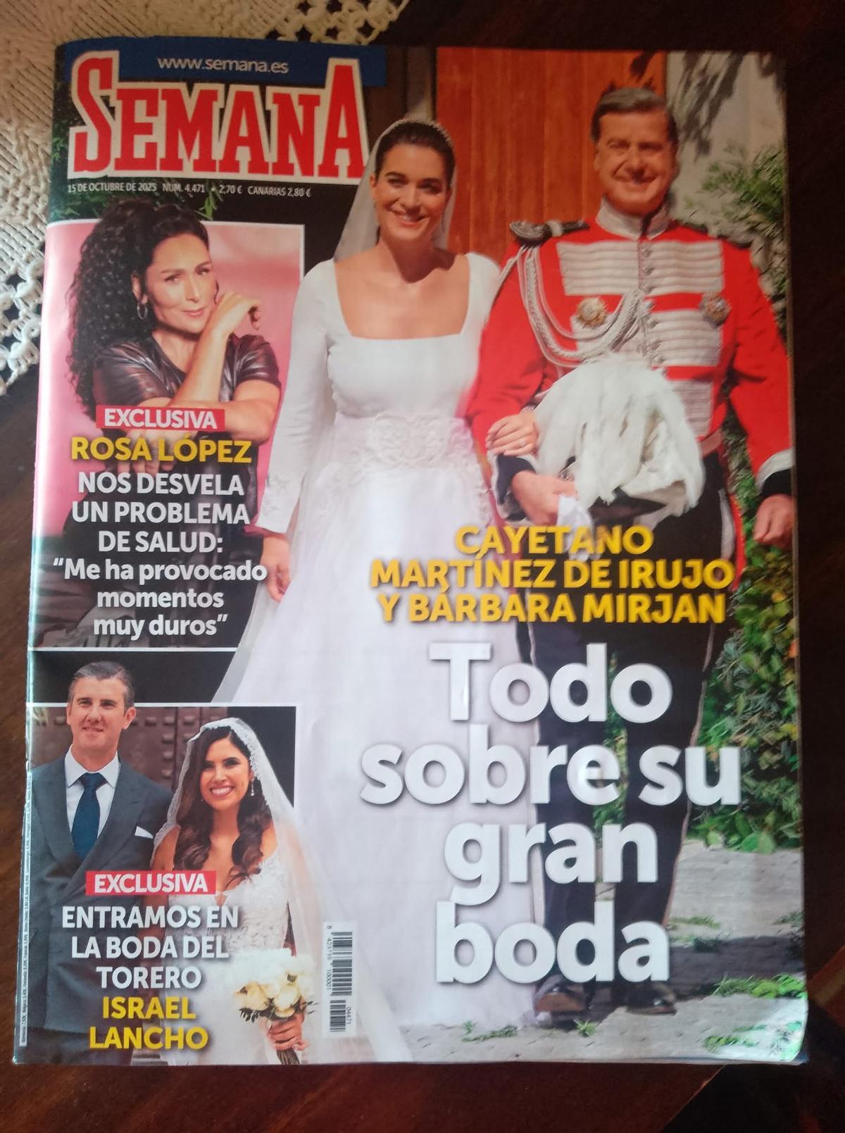 Portada de Semana con la exclusiva de la boda.