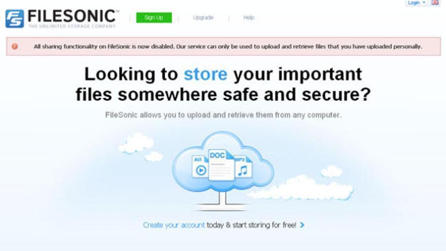Filesonic elimina la opción de compartir archivos