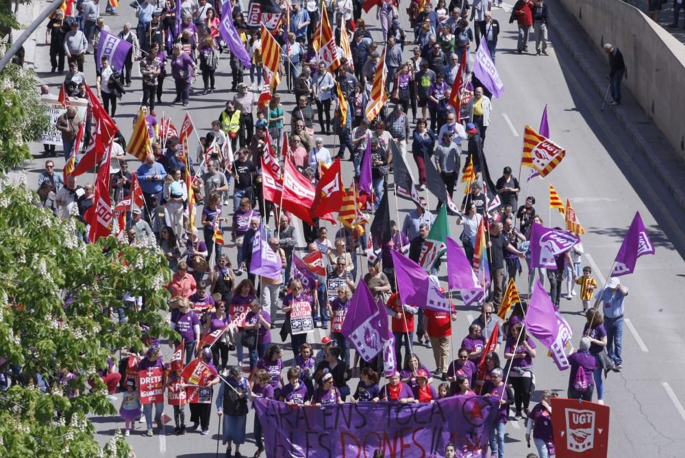 Manifestació del Primer de maig a Girona.