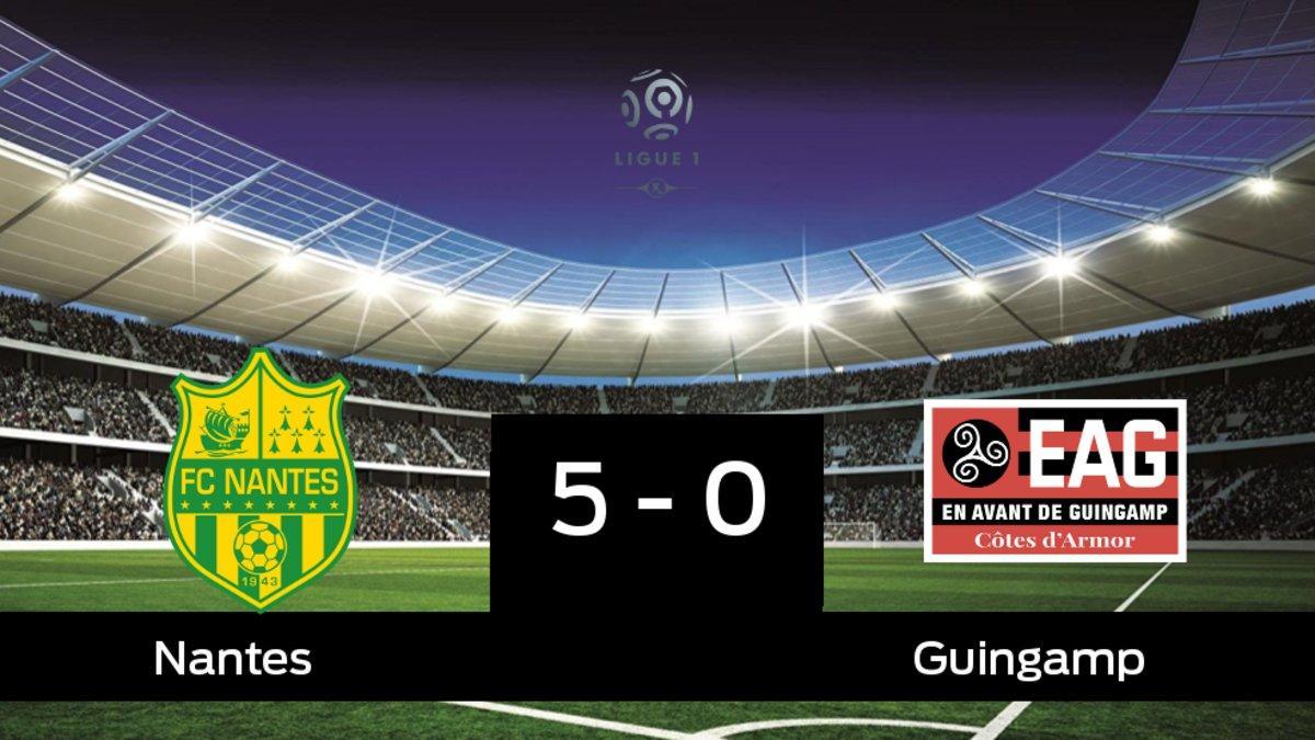 El Nantes derrotó al Guingamp por 5-0