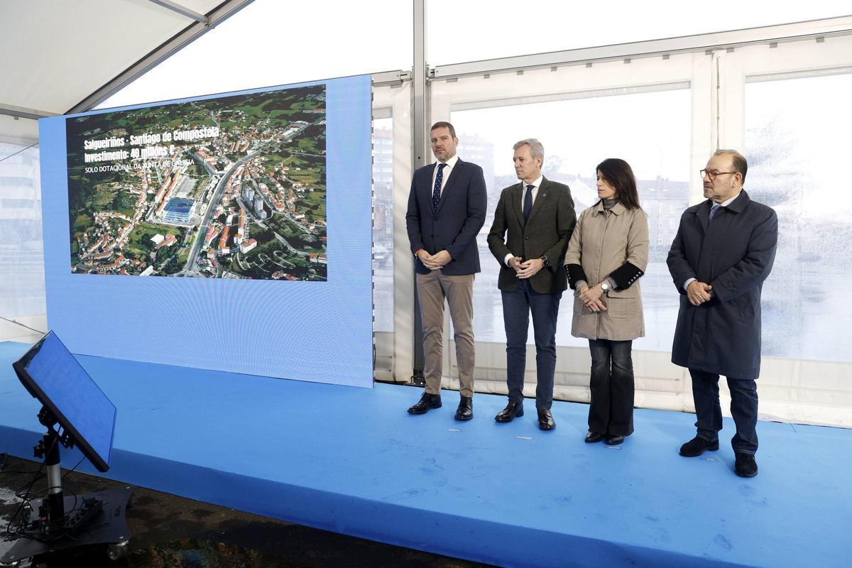 López Campos, Rueda, Allegue y López durante la presentación del proyecto