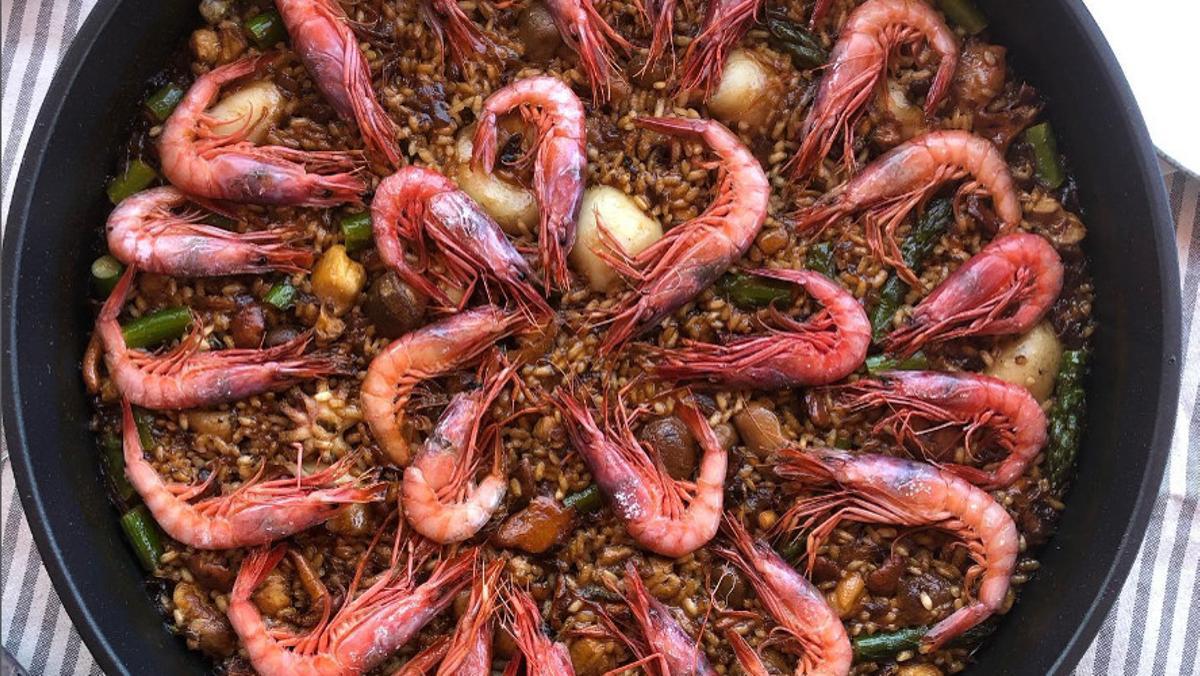 Un arroz con gambas del restaurante Can Ros