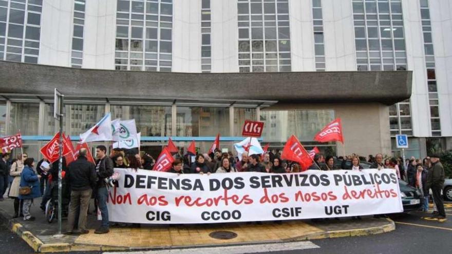 Imagen de archivo de una protesta de empleados públicos en A Coruña.