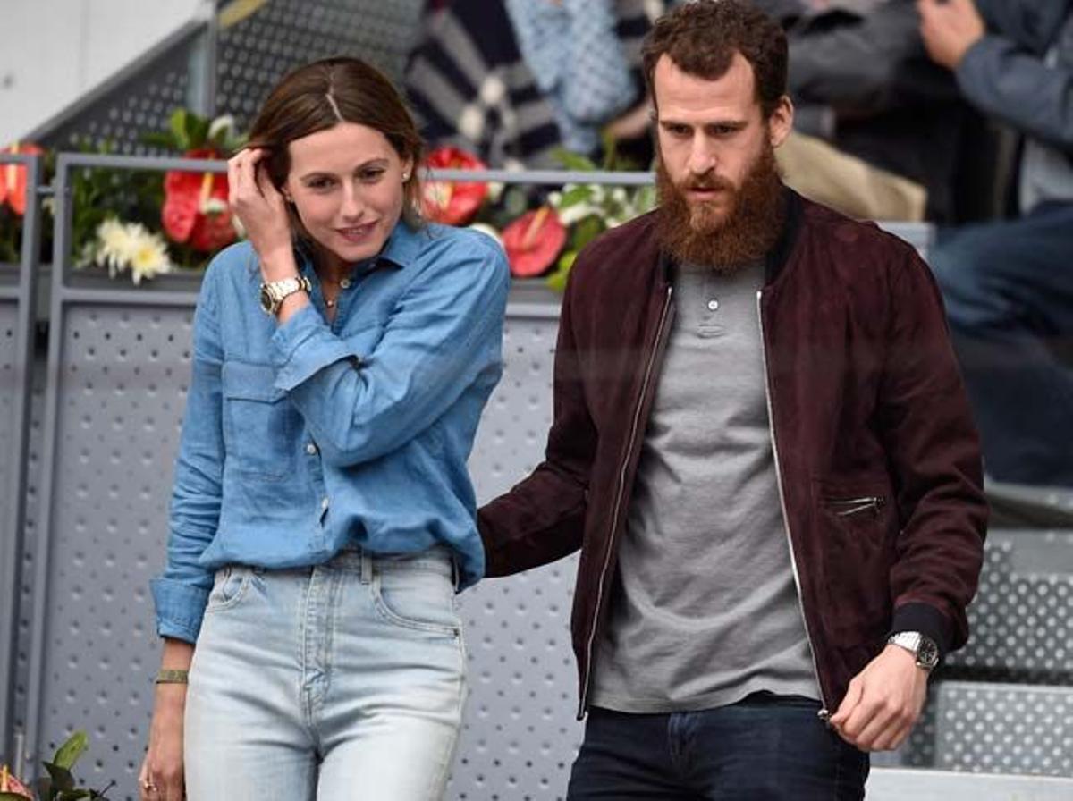 Sergio Rodríguez y Ana Bernal, en el Mutua Madrid Open de Tenis.