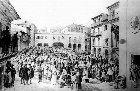 A Praza da Constitución, en 1853.
