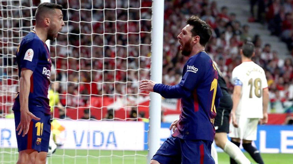 El último gol de Messi en una final de Copa. En 2018, contra el Sevilla y después de una asistencia de Jordi Alba