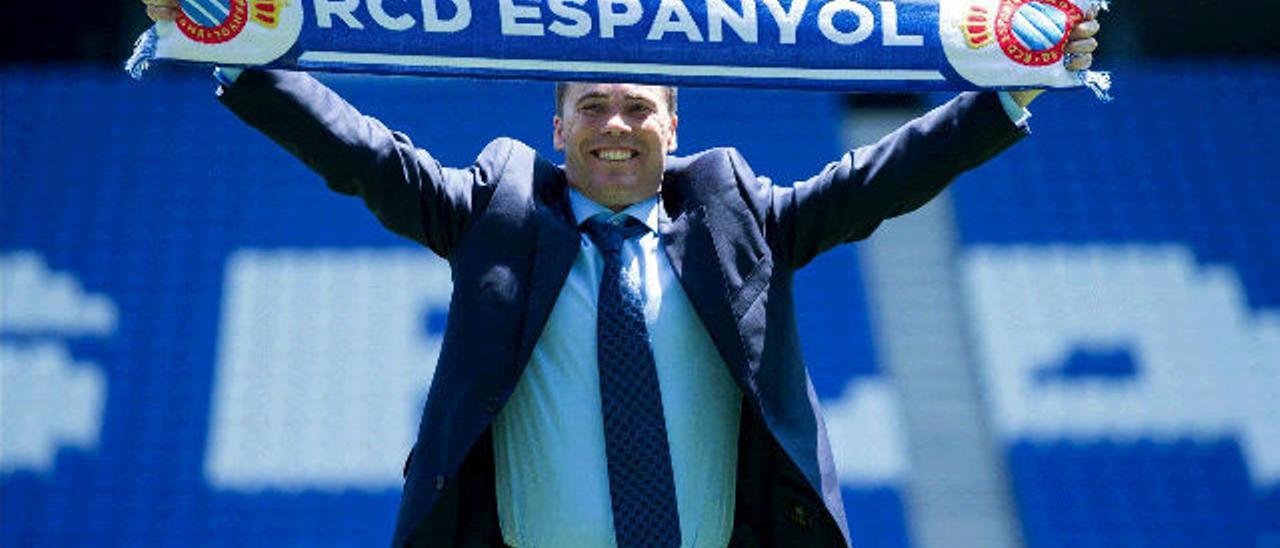 Rubi, cuando fue presentado como entrenador del Espanyol
