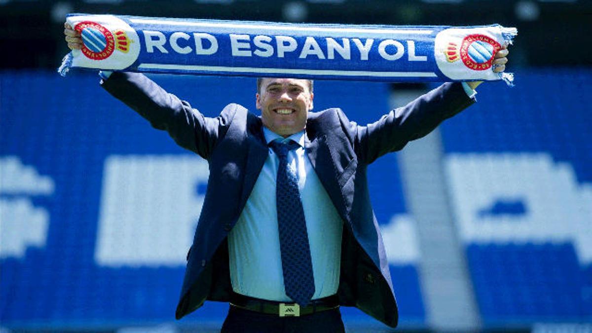 Rubi, cuando fue presentado como entrenador del Espanyol