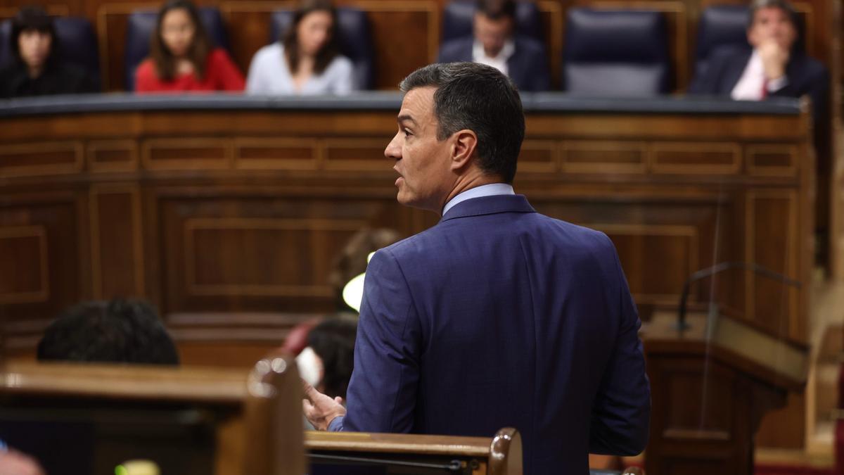 El presidente del Gobierno, Pedro Sánchez, interviene en una sesión de control, en el Congreso de los Diputados, a 22 de junio de 2022, en Madrid (España).