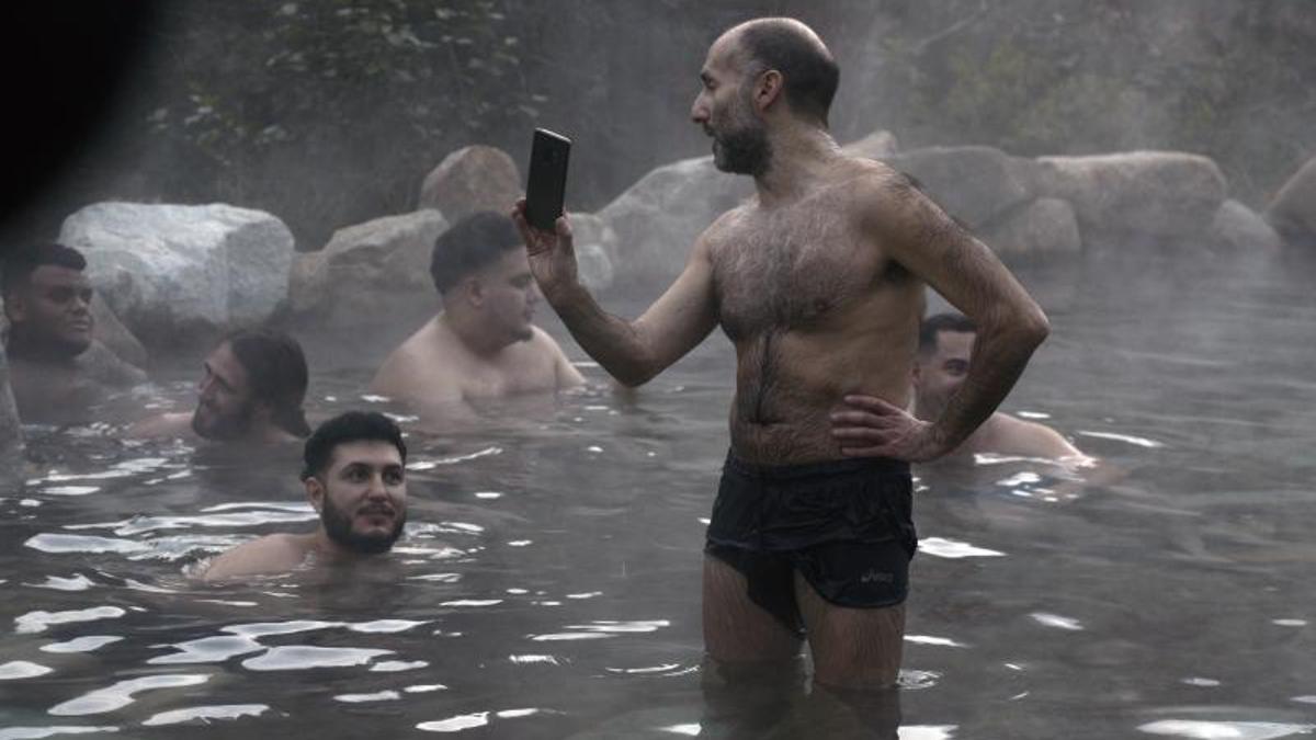 Jácome y Omar Montes, en las termas de Ourente