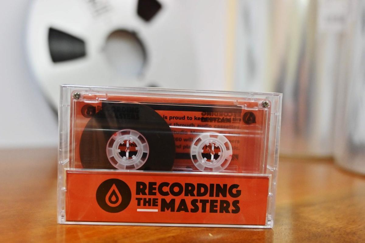 This picture taken on March 14, 2019, shows an audio cassette made with magnetic stripes in the production plant of Mulann, in Avranches, northwestern France. - Mulann products magnetic stripes for magnetic cards like bank card and for audio use like vintage audio cassette. (Photo by CHARLY TRIBALLEAU / AFP)