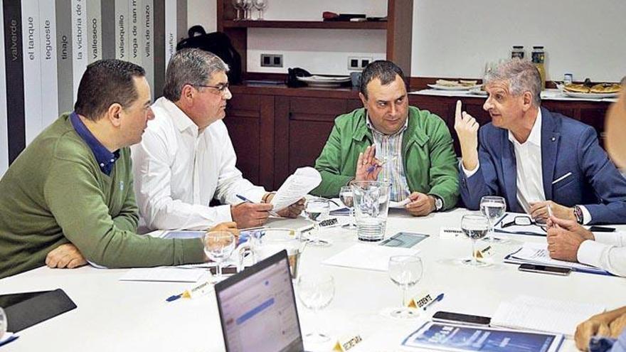 El presidente de la Fecam, Manuel Ramón Plasencia (2d), en una reunión del Comité Ejecutivo de la Federación de Municipios de Canarias.