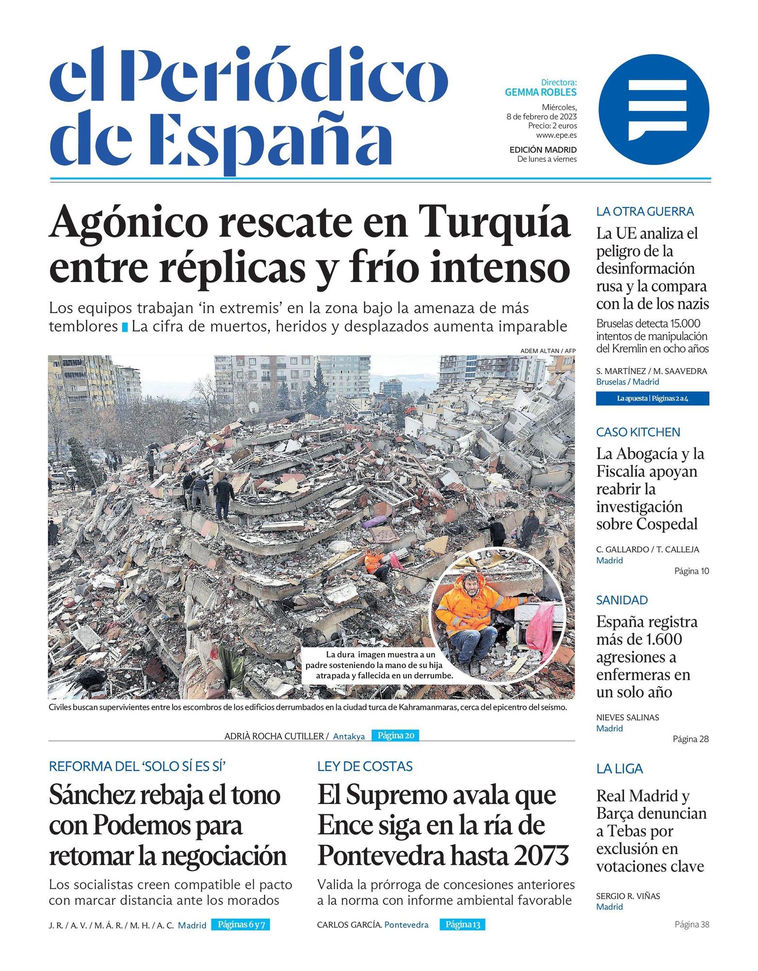 EL PERIÓDICO DE ESPAÑA de hoy miércoles 8 de febrero de 2023