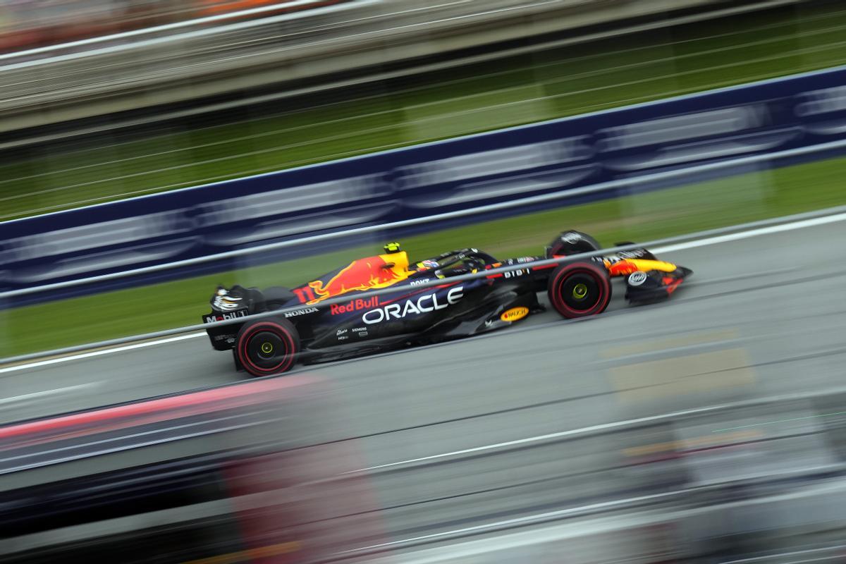 Mexican driver Sergio Perez of Red Bul competes in the Formula One Spanish Grand Prix at Barcelona-Catalunya circuit in Montmelo, Barcelona, Spain, 04 June 2023.  EFE/Enric Fontcuberta